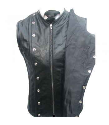 Men's Real Leather Steel Boned STEAMPUNK Waistcoat Military Vest Corset GOTH Victorian 